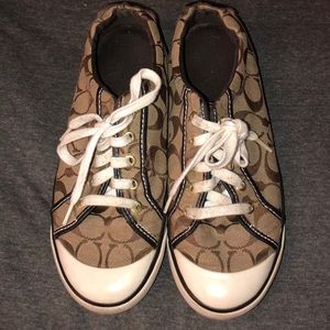 Tan/ Brown coach converse style shoes